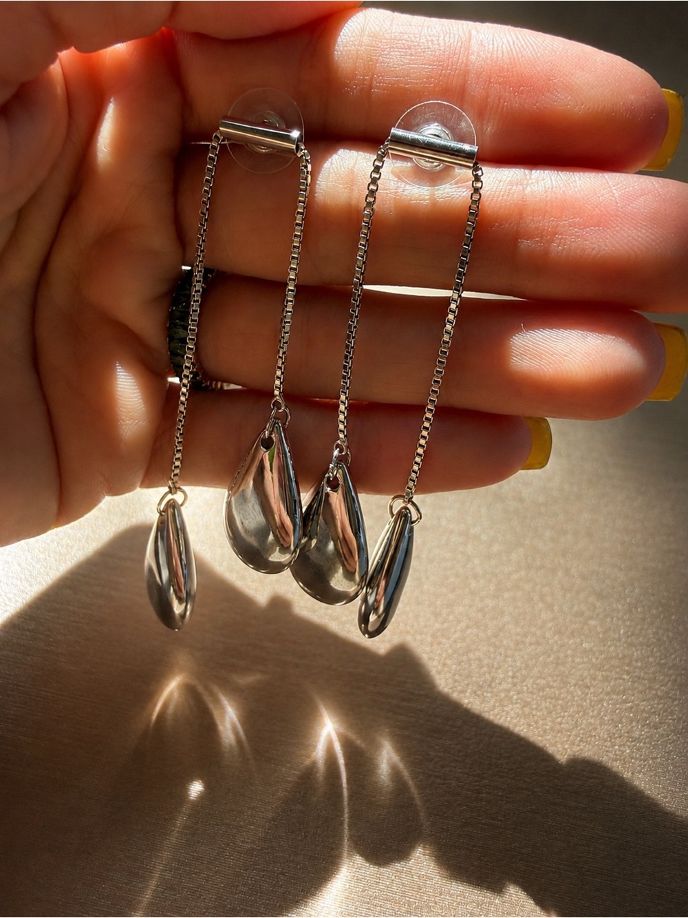 Anthropologie Silver Teardrop Threader Earrings - Picture 4 of 4